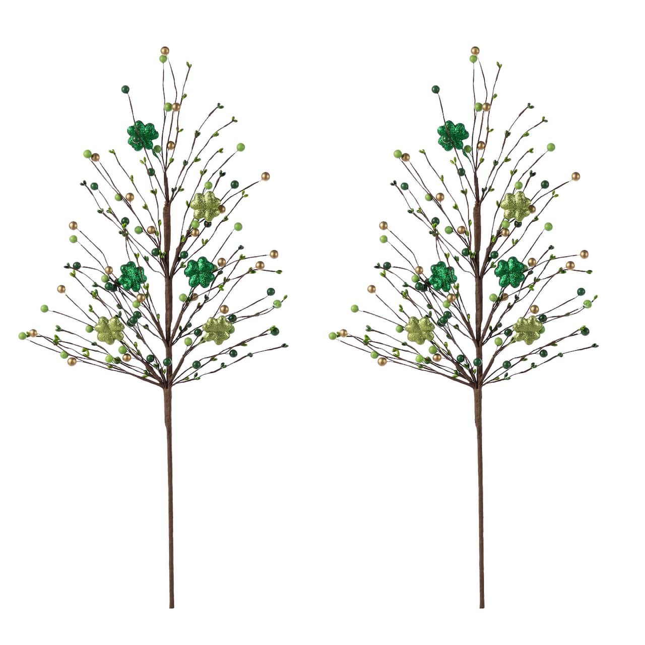 Glitzhome® 28" St. Patrick's Berry & Shamrock Picks Set